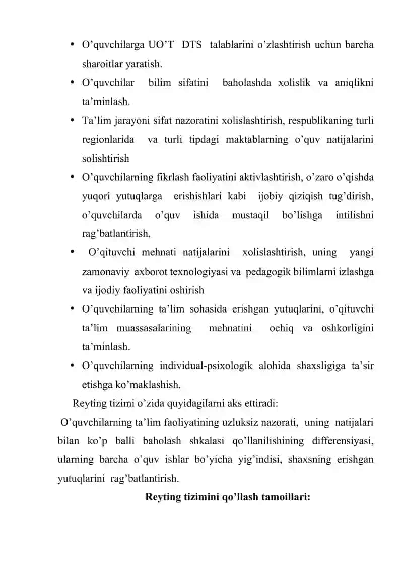 O’quvchilar bilmini tekshirishda reyting tizimi. 4