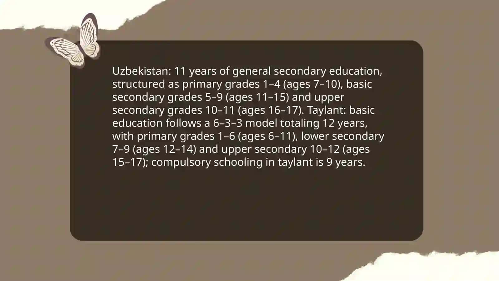 The Difference between The education System of Uzbekistan and taylant 4