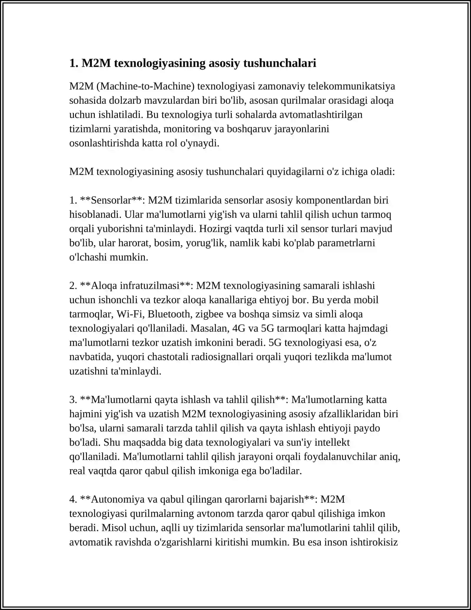 M2M TEXNOLOGIYASI- INTERNET ASHYOLARI ASOSI SIFATIDA 4