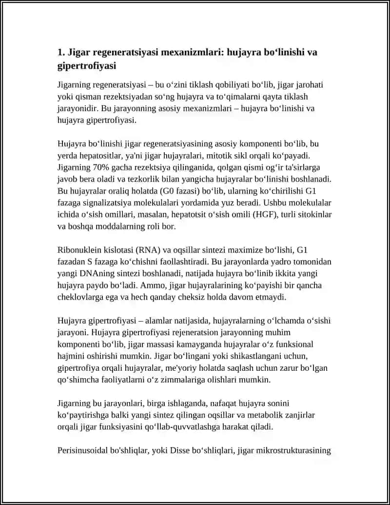 Jigarning regeneratsiyasi va kompensator hususiyatlari 4
