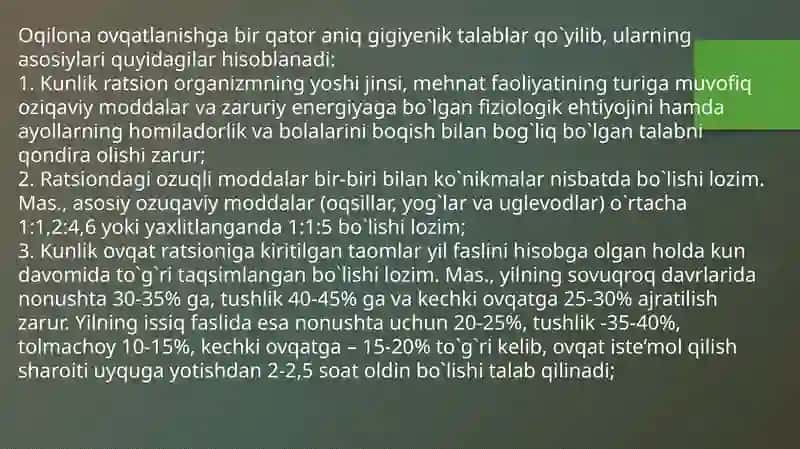 Oqilona ovqatlanish – zamonaviy dolzarb muammo ekanligi 4