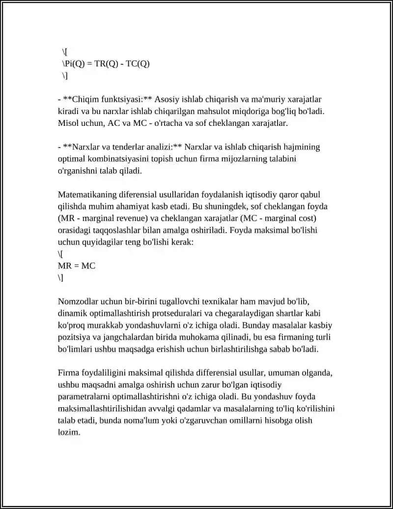 MIKROIQTISODIYOT VA MAKRAIQTISODIYOTDA DIFERENSIAL HISOB TATBIQLARI 4
