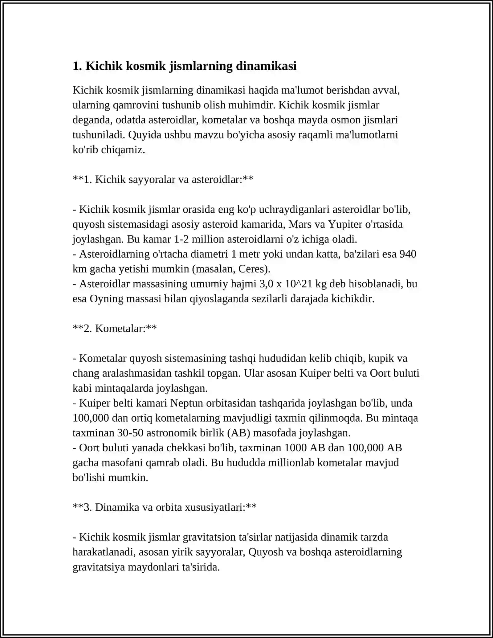 KICHKINA KOSMIK JISMNING HARAKATINI MODELLASHTIRISH 4