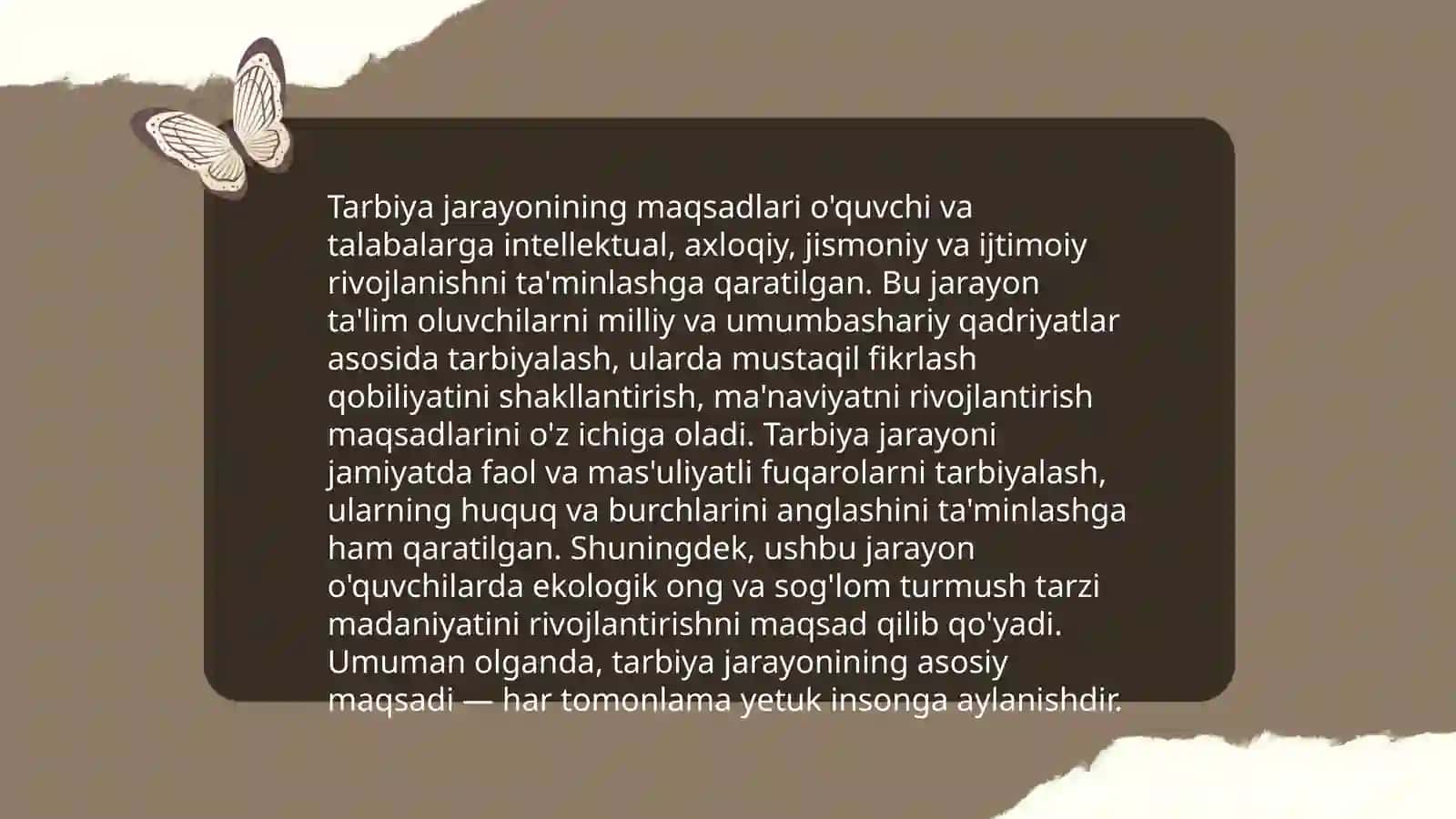 Tarbiya fanining maqsadi 4