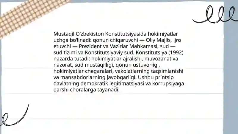 Hokimiyatlar bo'linishi prinsipi 4