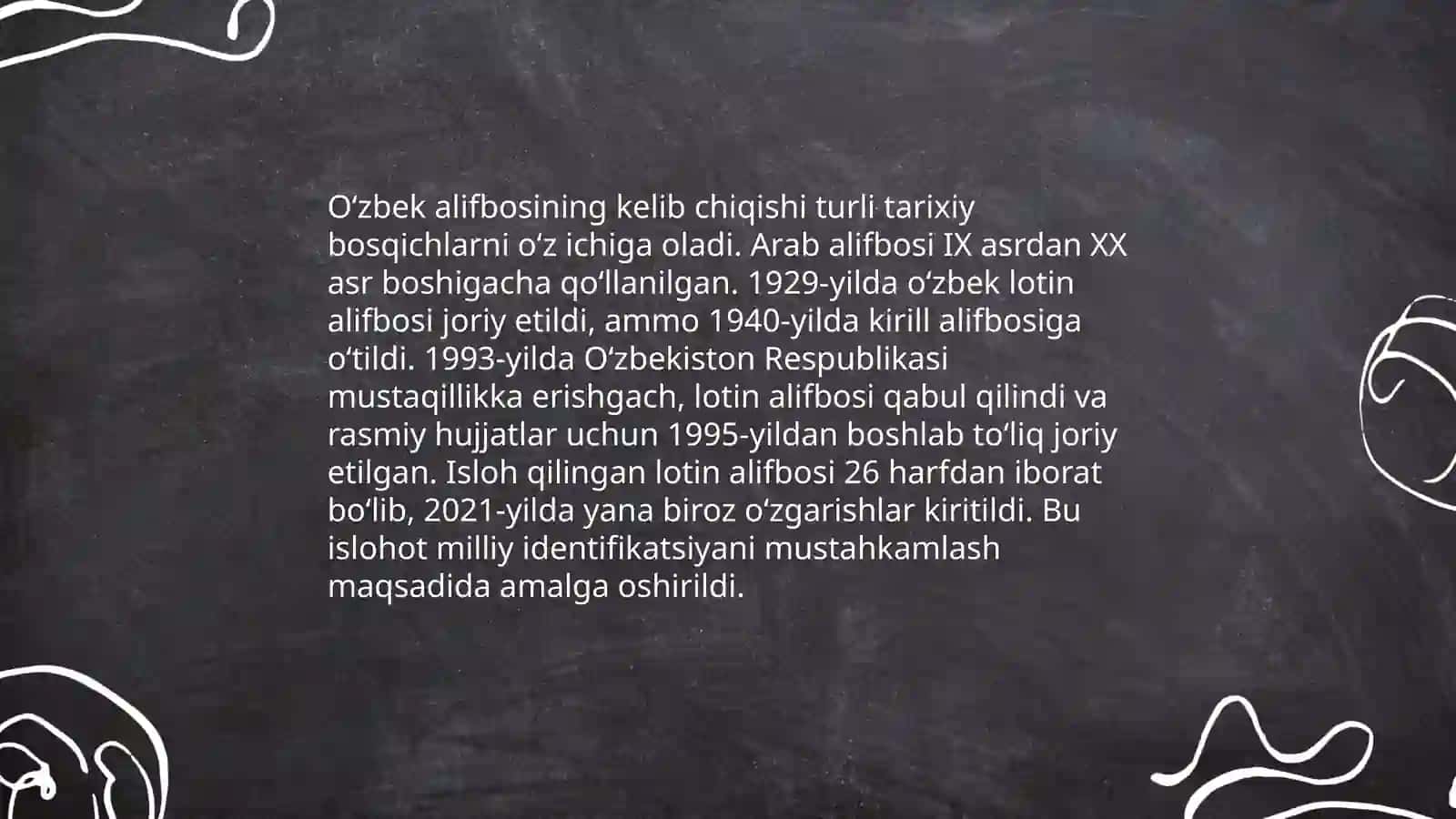 Grafika.Oʻzbek yozuvi tarixi. Oʻzbek alifbosi 4