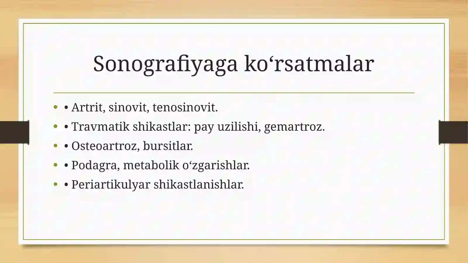 Bo’g’im sonografiyasi(ko’rsatmalar) 4