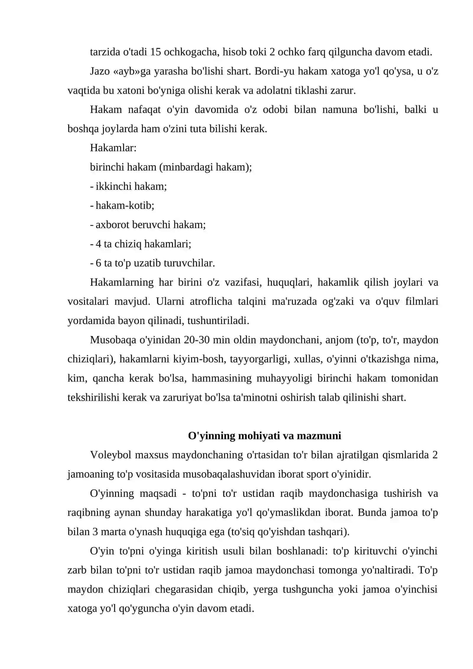 Voleybol o'yinining dastlabki rasmiy o'yin qoidalari 4