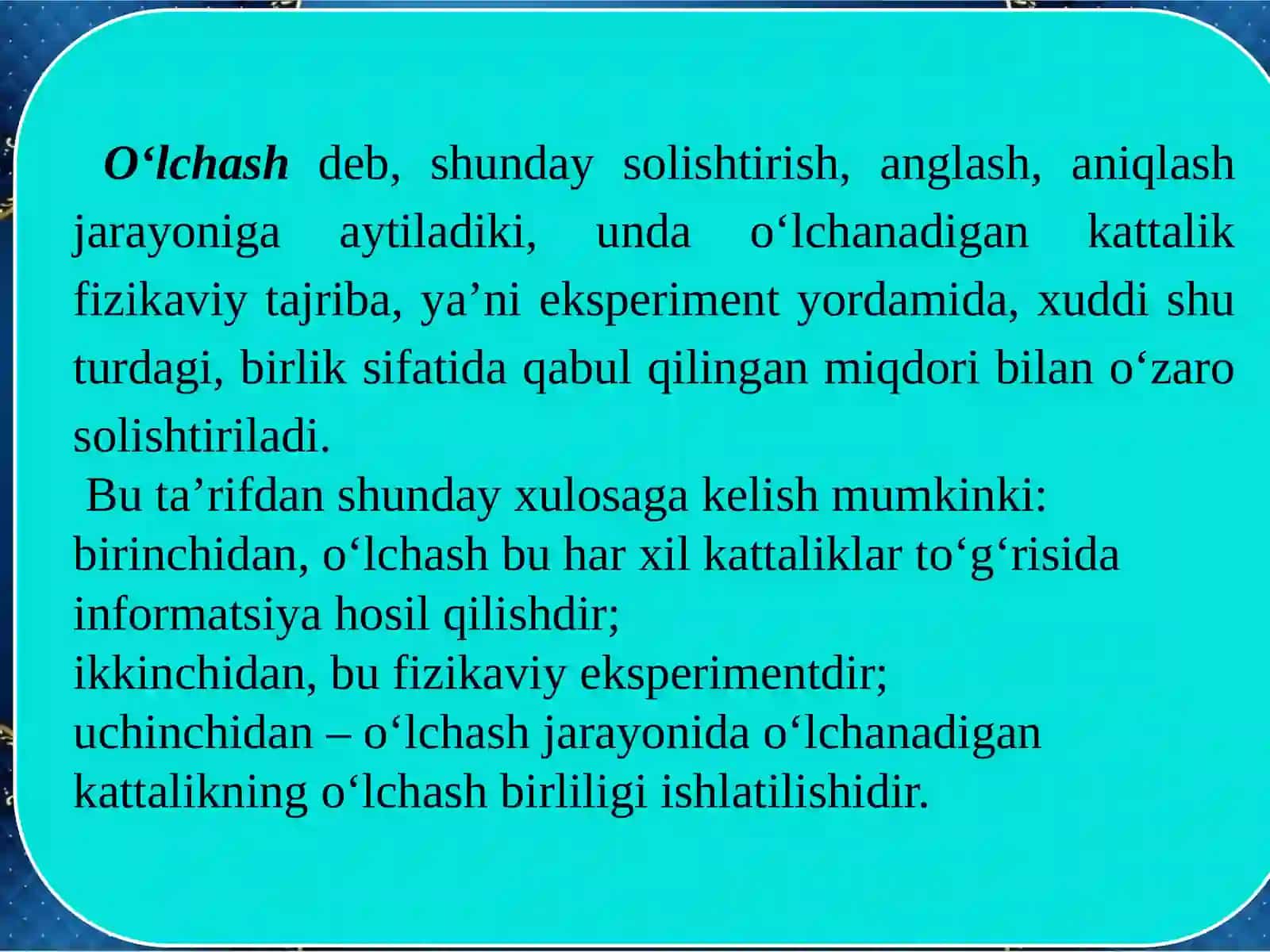 OʻLCHASH VOSITALARINING SINOVLARI 4