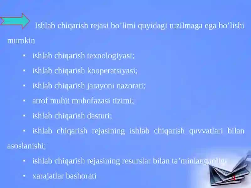 Ishlab Chiqarish Rejasi 4