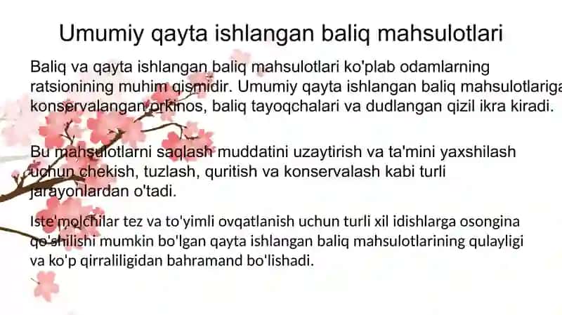 Baliq va qayta ishlangan baliq mahsulotlari 4