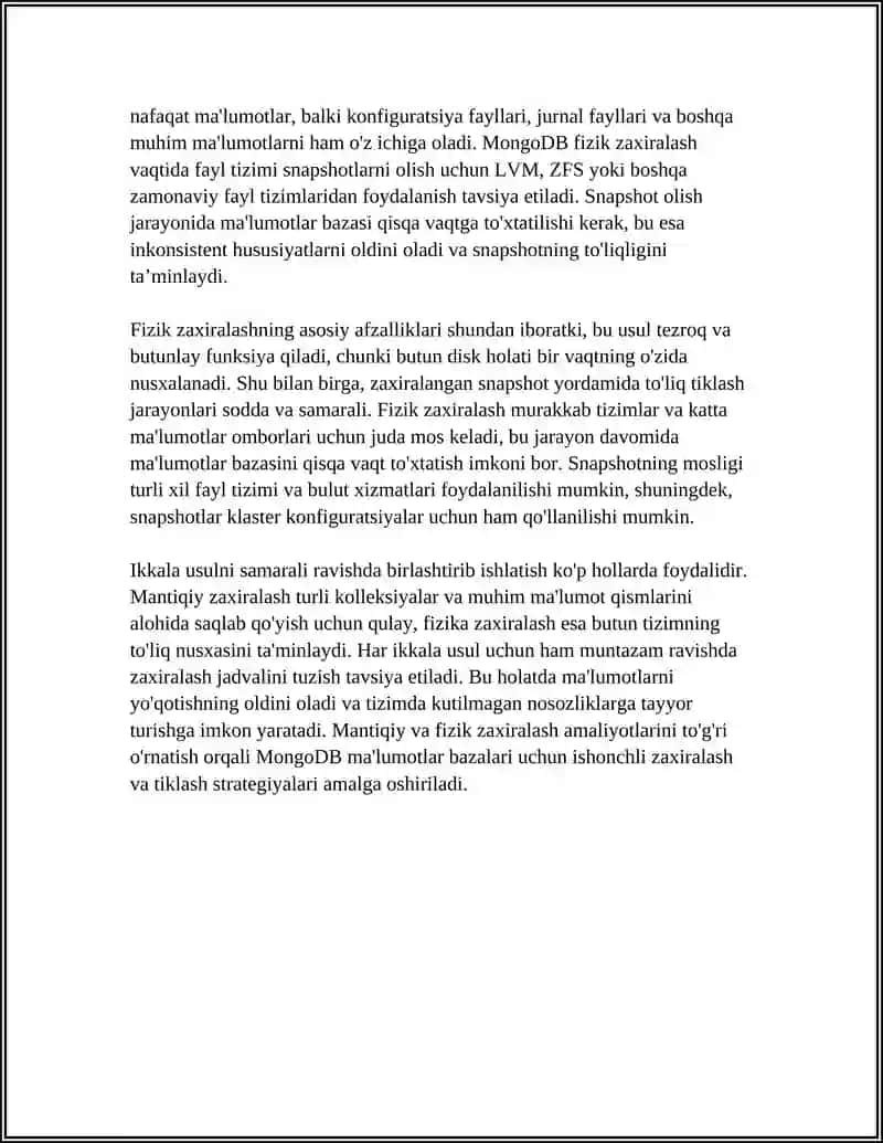MONGODB ZAXIRALASH VA TIKLASH AMALIYOTI 4