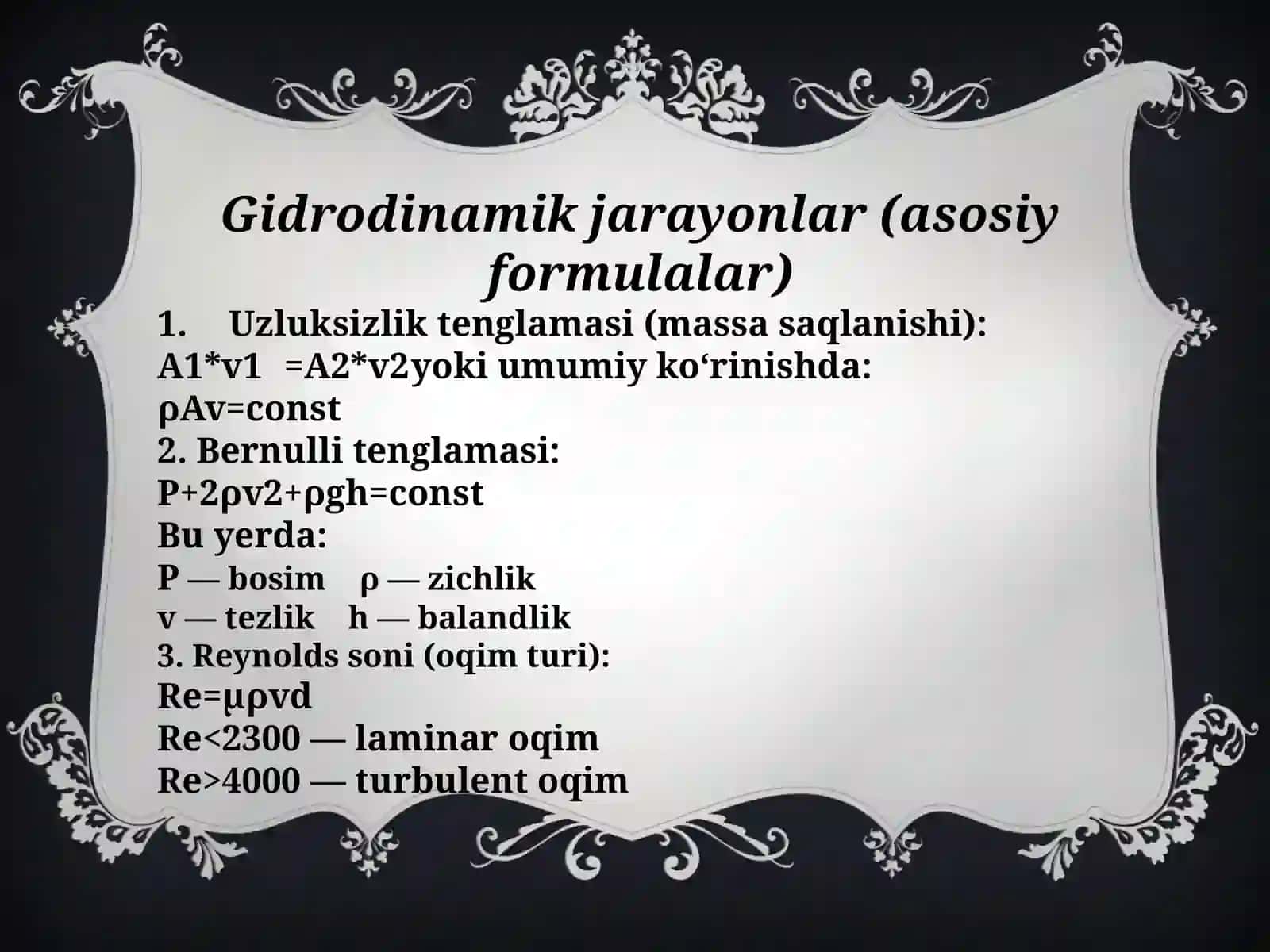 Gidrodinamik jarayonlar massa jarayonlar almashinuv 4
