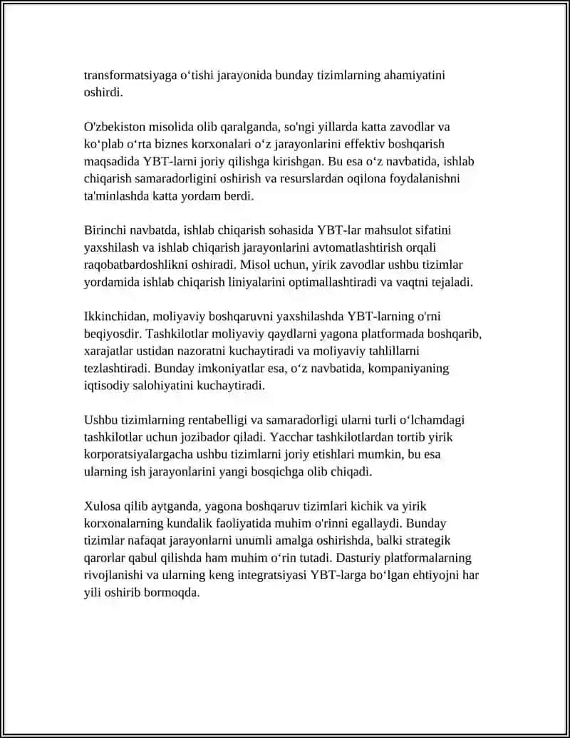 Yagona boshqaruv tizimlari 4