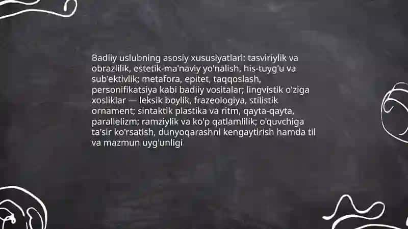 Badiiy uslub va uning xususiyatlari 4