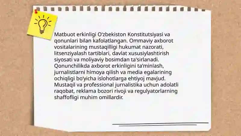 O‘zbekiston Respublikasida ommaviy axborot vositalarining faoliyati 4