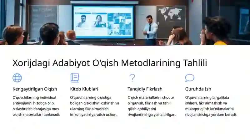 O’zbekiston va Xorij Ta’lim Muassasalarida Adabiyot O’qish Metodlarini Qiyoslash 4