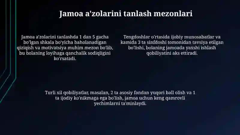 Jamoa tuzish asoslari 4