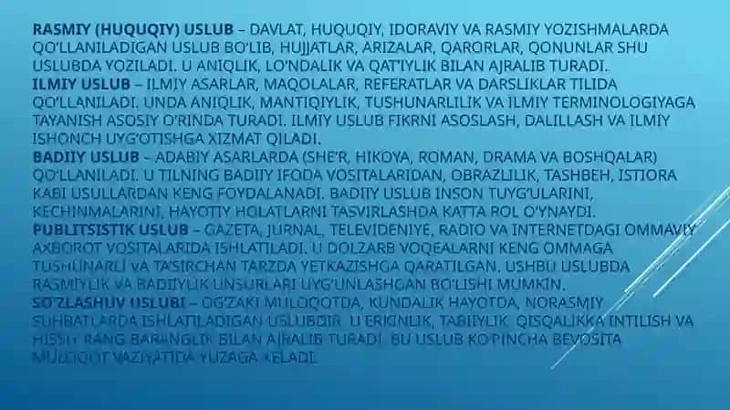 Nutqning uslubi shakllari 4