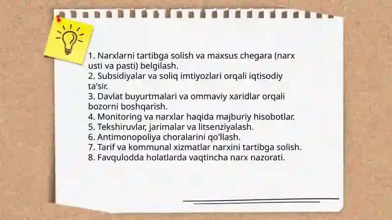Narz ustidan nazorat va bozor faoliyati 4