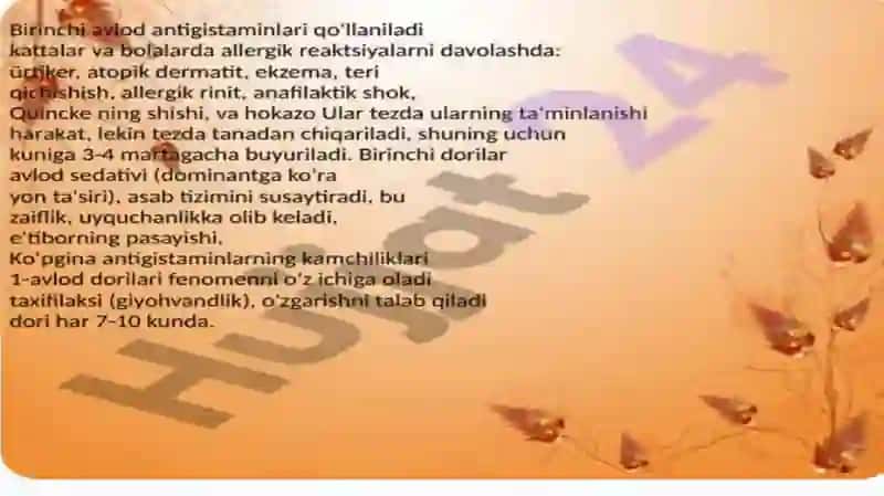 ANTIGISTAMIN DORI VOSITALARINING KLINIK FARMAKALOGIYASI 4