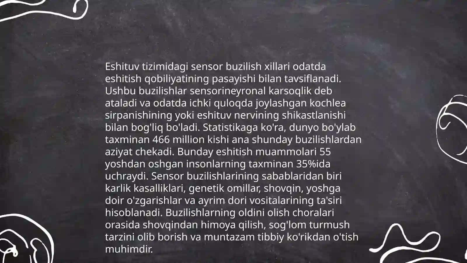 Eshituv tizimidagi sensor disfunksiyani tavsiflang 4