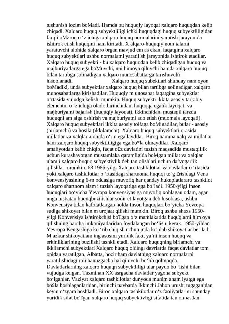 "Xalqaro ommaviy huquq" modulidan 4