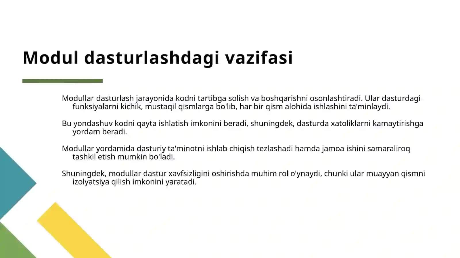 NOSTANDART MODULLARNI YARATISH VA ULARNI DASTURDA 4