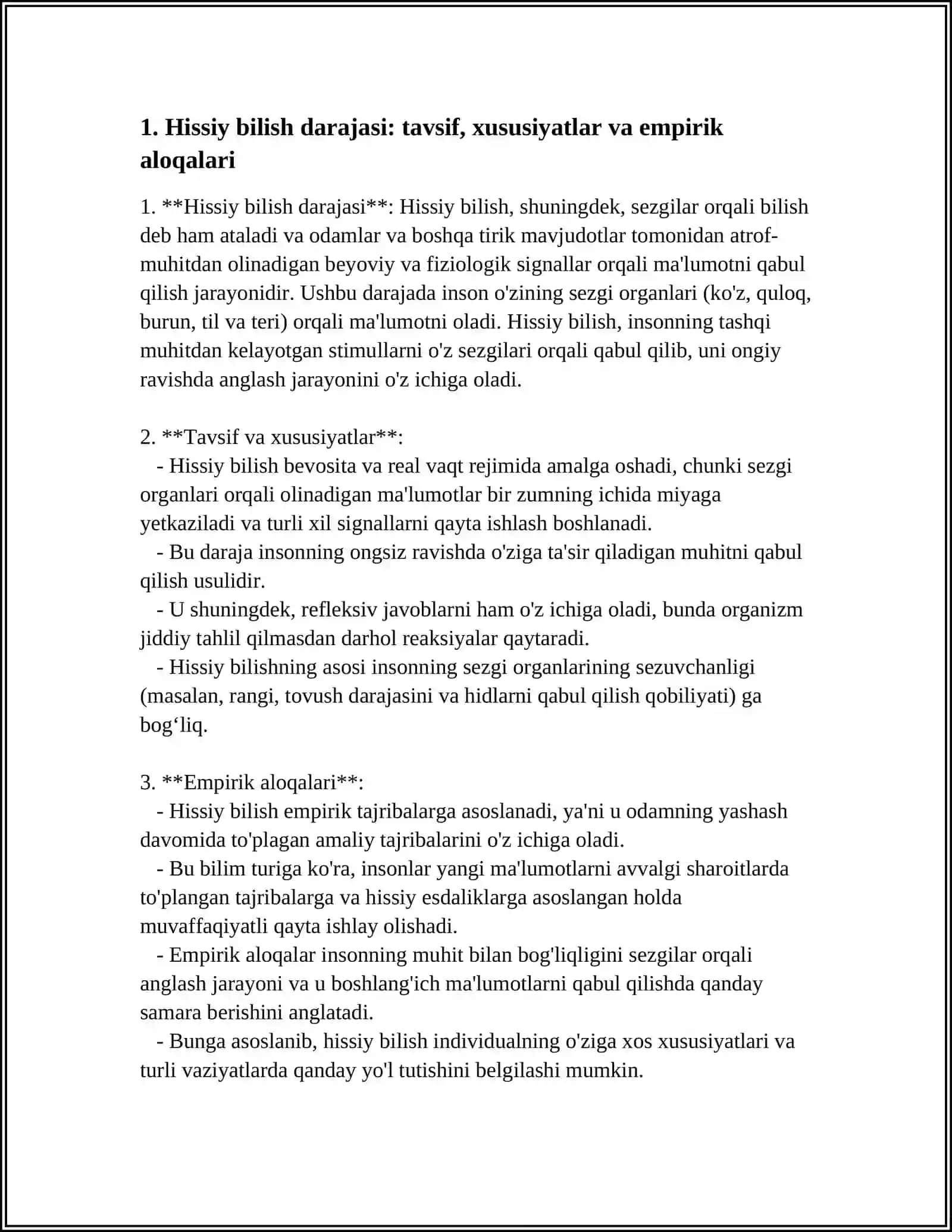 HISSIY EMPIRIK NAZARIY MANTIQIY INTUITIV BILISH DARAJALARINING ÕZARO ALOQASI VA FARQLARI 4
