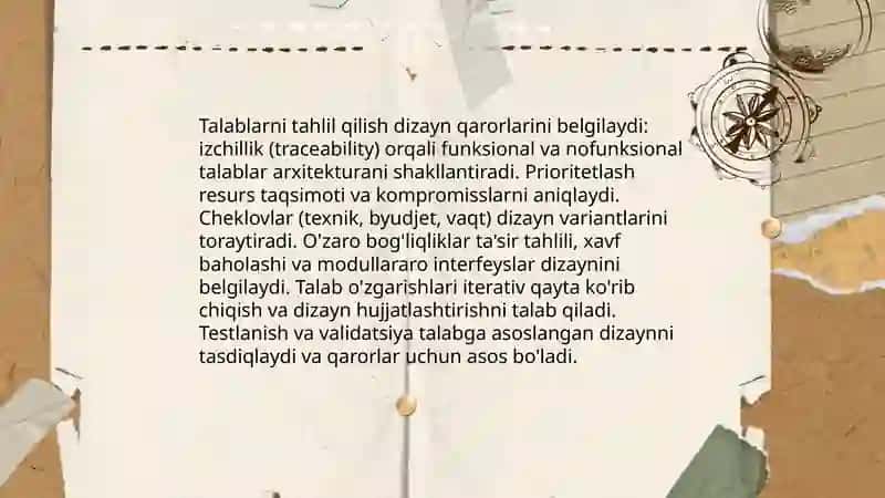 Loyihalash jarayonlari va ularning bogliqligi 4