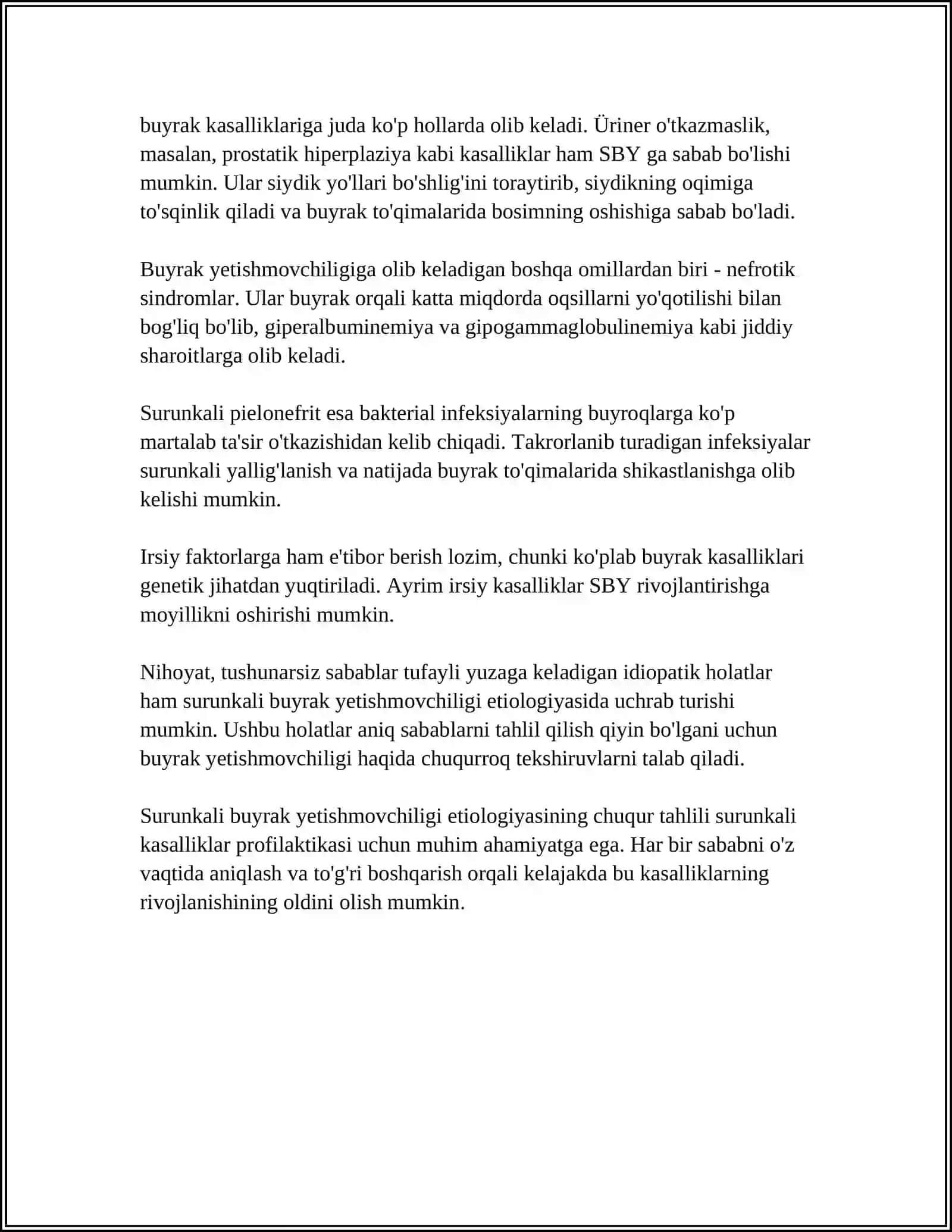 SURUNKALI BUYRAK YETISHMOVCHILIGI REFERAT 4