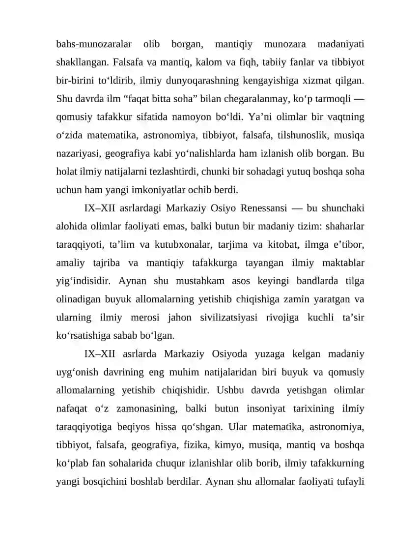 IX-XII asrlarda mamlakatimiz hududida ro‘y bergan madaniy uyg‘onish(Renessans) 4