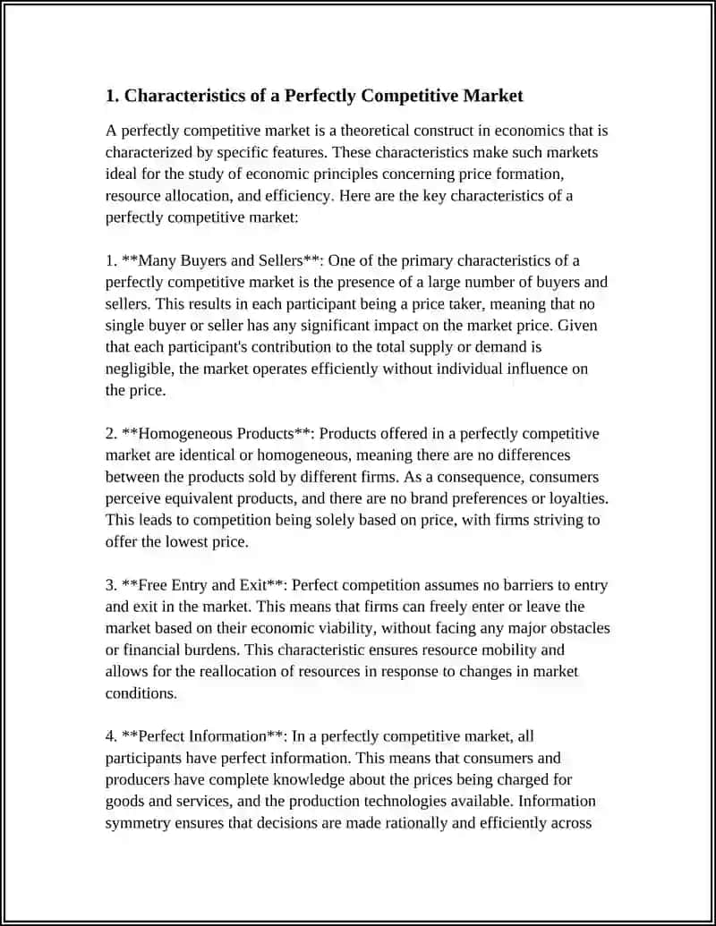 Characteristics of a Perfectly Competitive Market 4