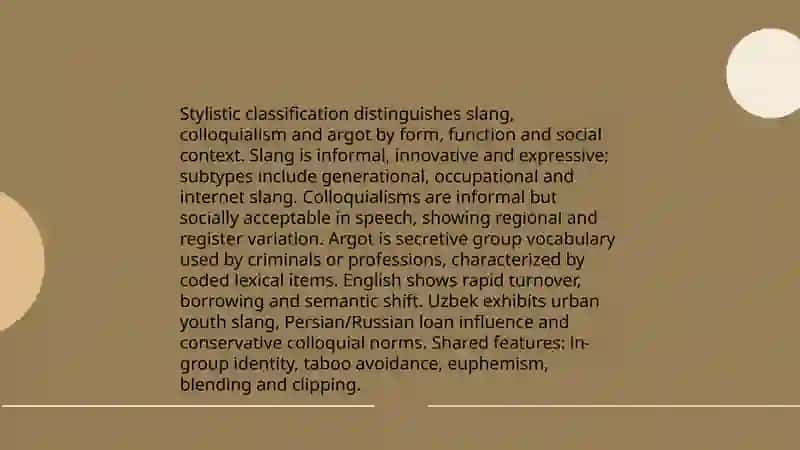 Stylistik Angliya va o'zbek lug'atlarning sinovlari 4