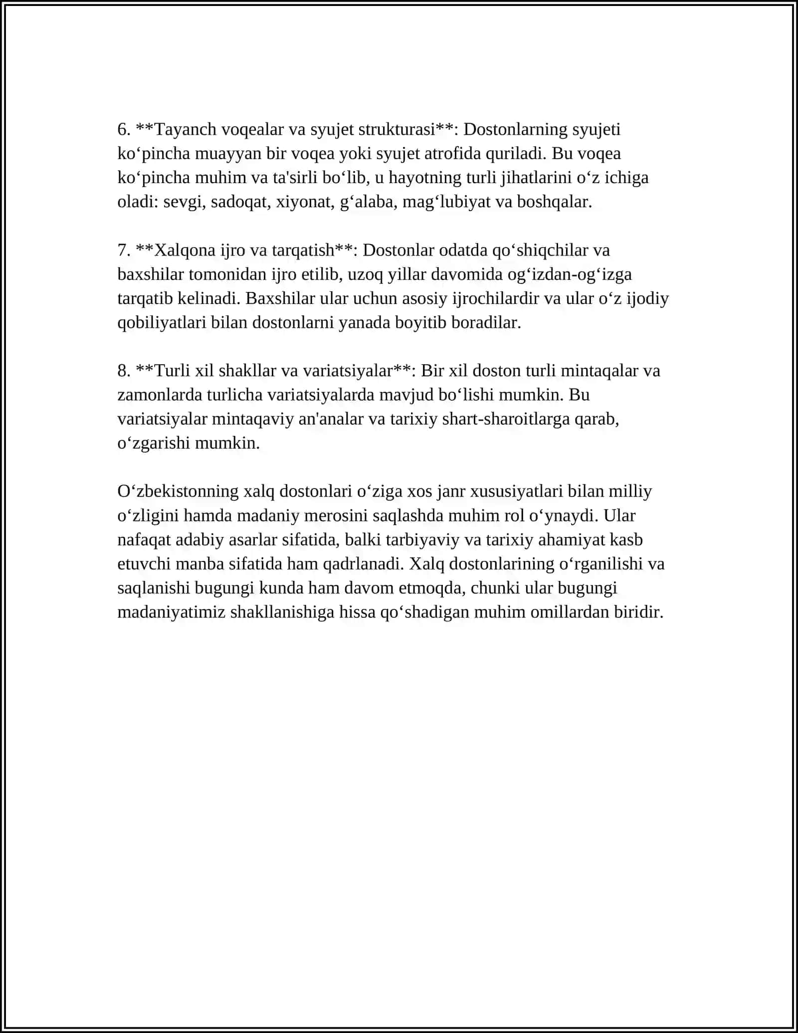 XALQ DOSTONLARINING JANR XUSUSIYATLARI 4