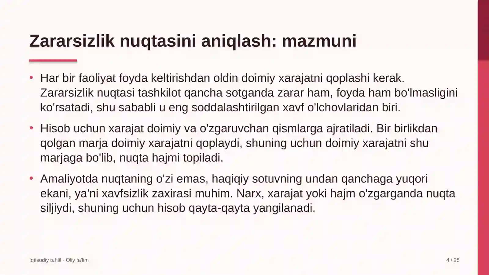 animatsiya studiyalarida zararsizlik nuqtasini aniqlash 7755 4