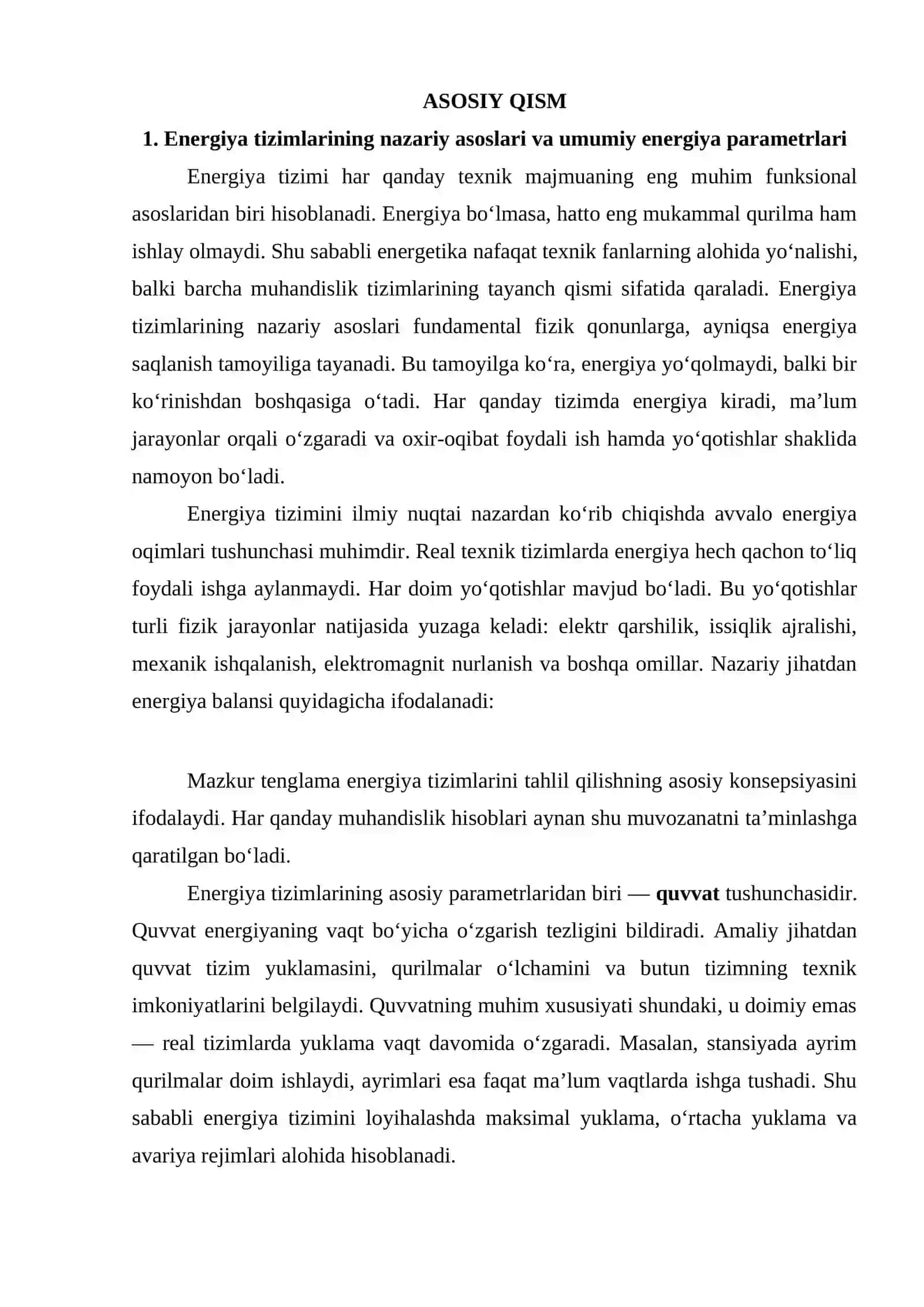 Yer va kosmik stansiyalarning umumiy energiya parametrlarini hisoblash. 4