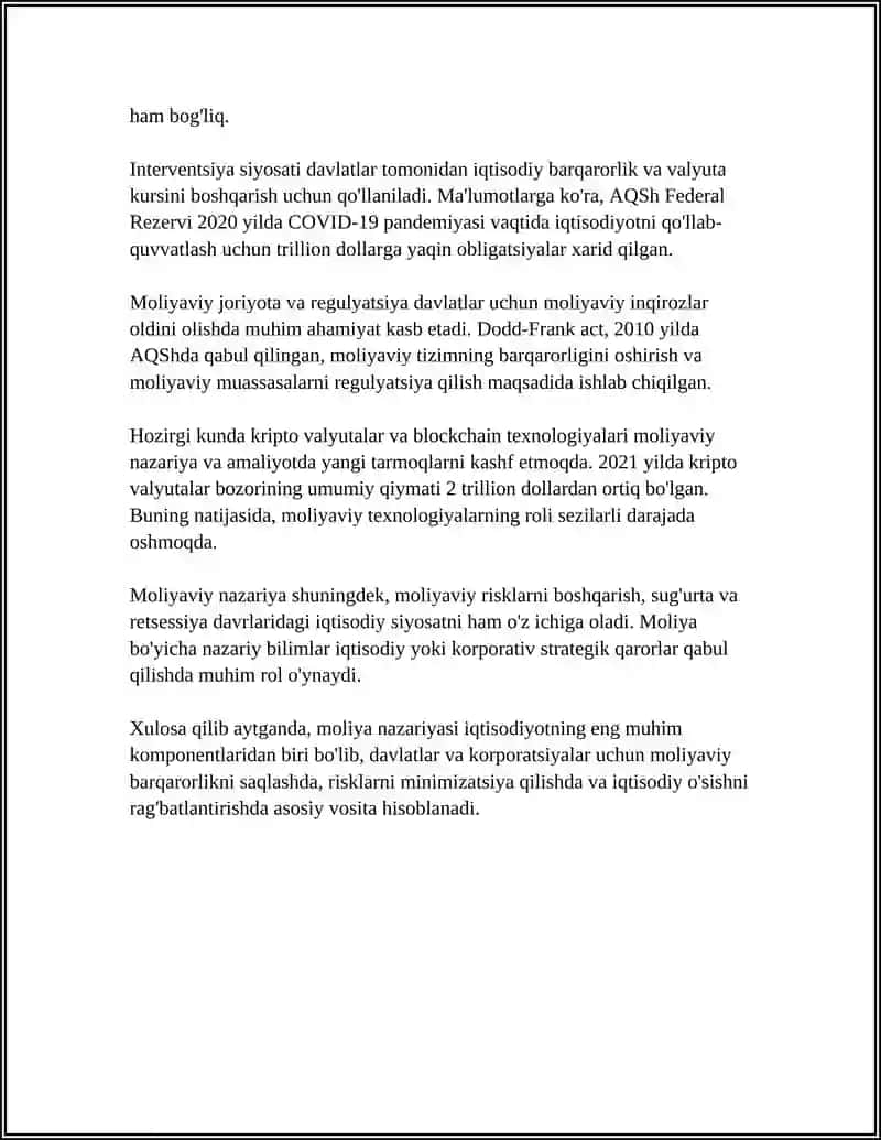 Moliya nazariyasi 4