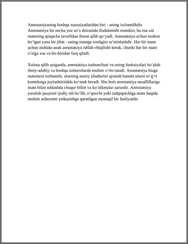 ANNOTATSIYA VA TAQRIZ MATNLARI, ULARDA IFODA MATERIALINING XUSUSIYATLARI 4
