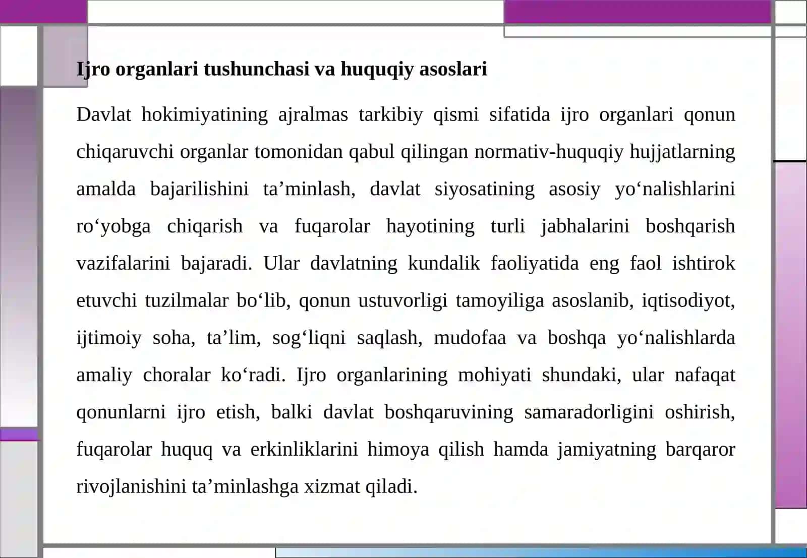DAVLAT BOSHQARUVIDA IJRO ORGANLARI TIZIMI 4