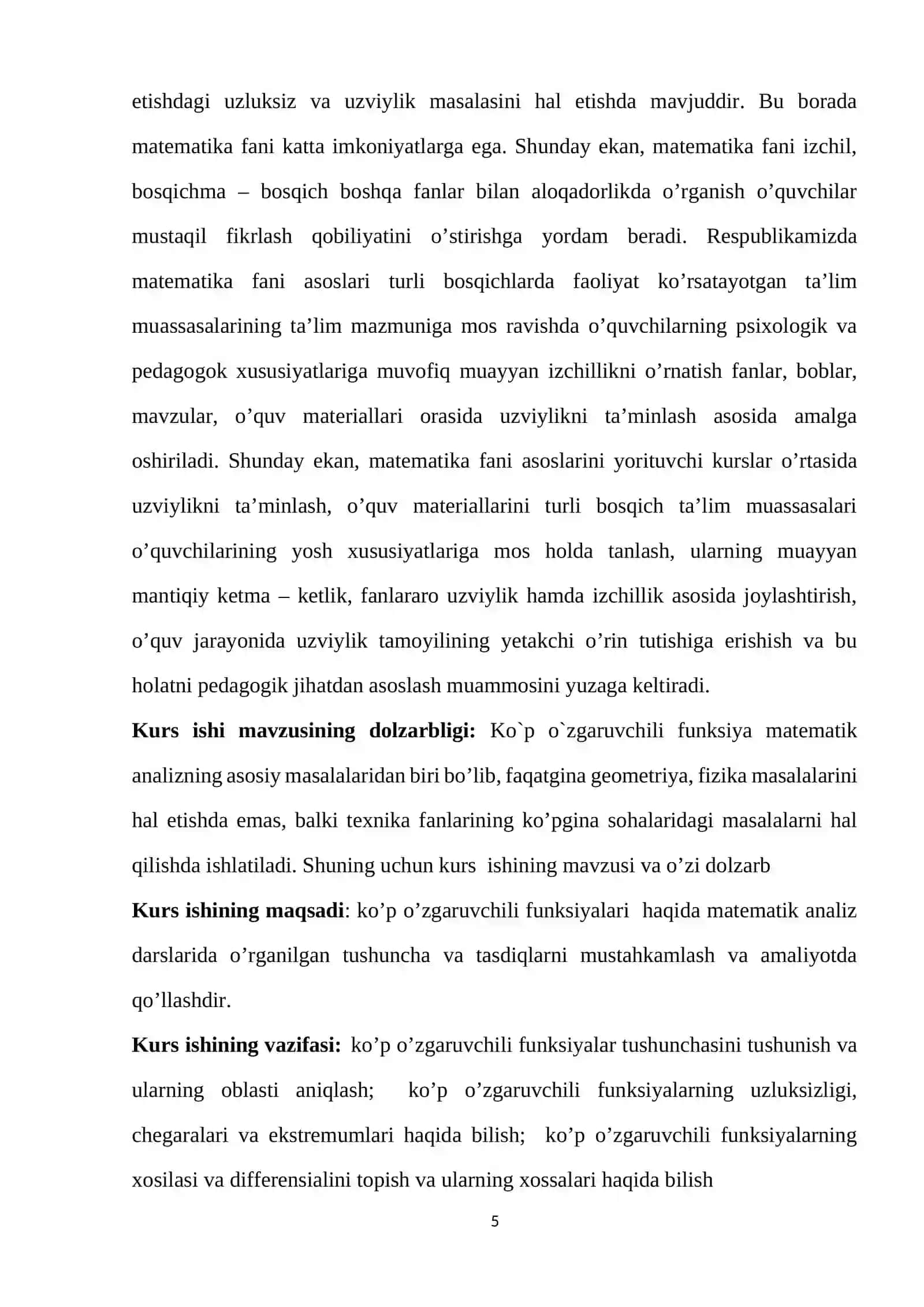 Ko’p o’zgaruvchili funksiya va uning uzluksizligi 4