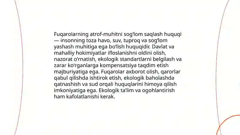 Ekologiya sohasidagi huquqlar 4