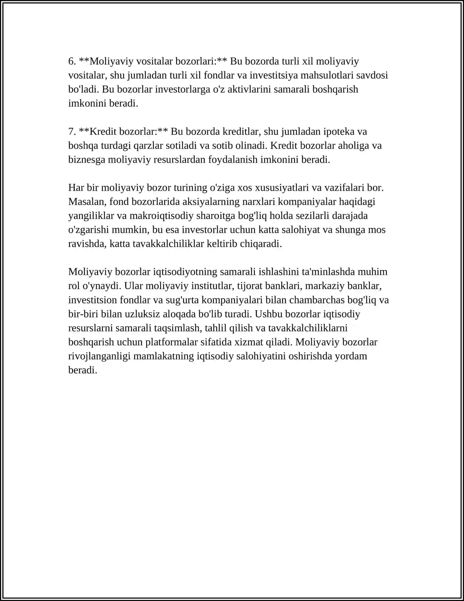 MOLIYA BOZORLARI VA FOIZ STAVKALARI 4