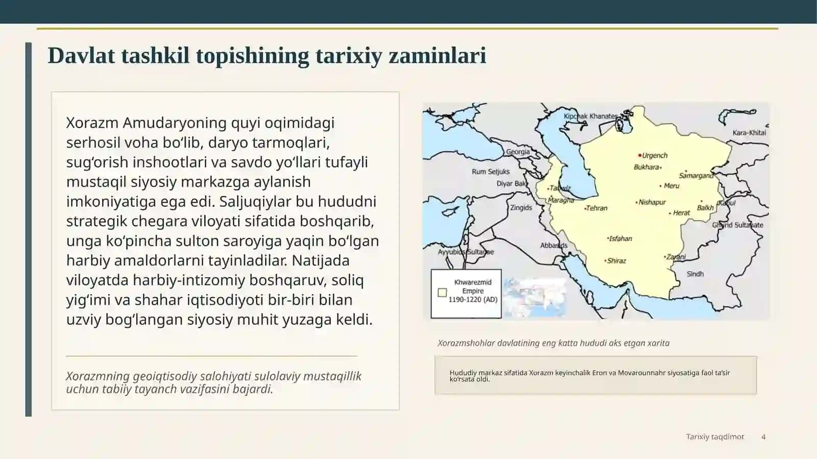 Xorazmshoh Anushteginiylar davlatining tashkil topishi 4