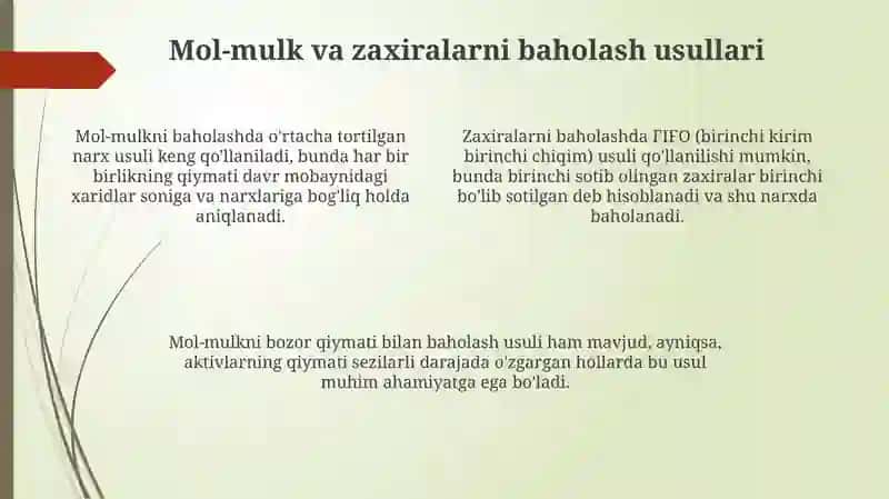 Òzbekiston Respublikasi korxonalarida hisob siyosatining òziga xos xususiyatlari 4