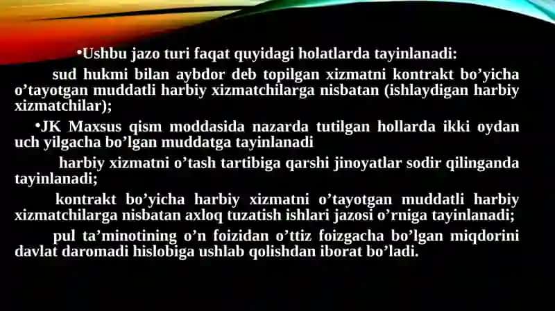 Xizmat bo'yicha cheklash jazosi 4