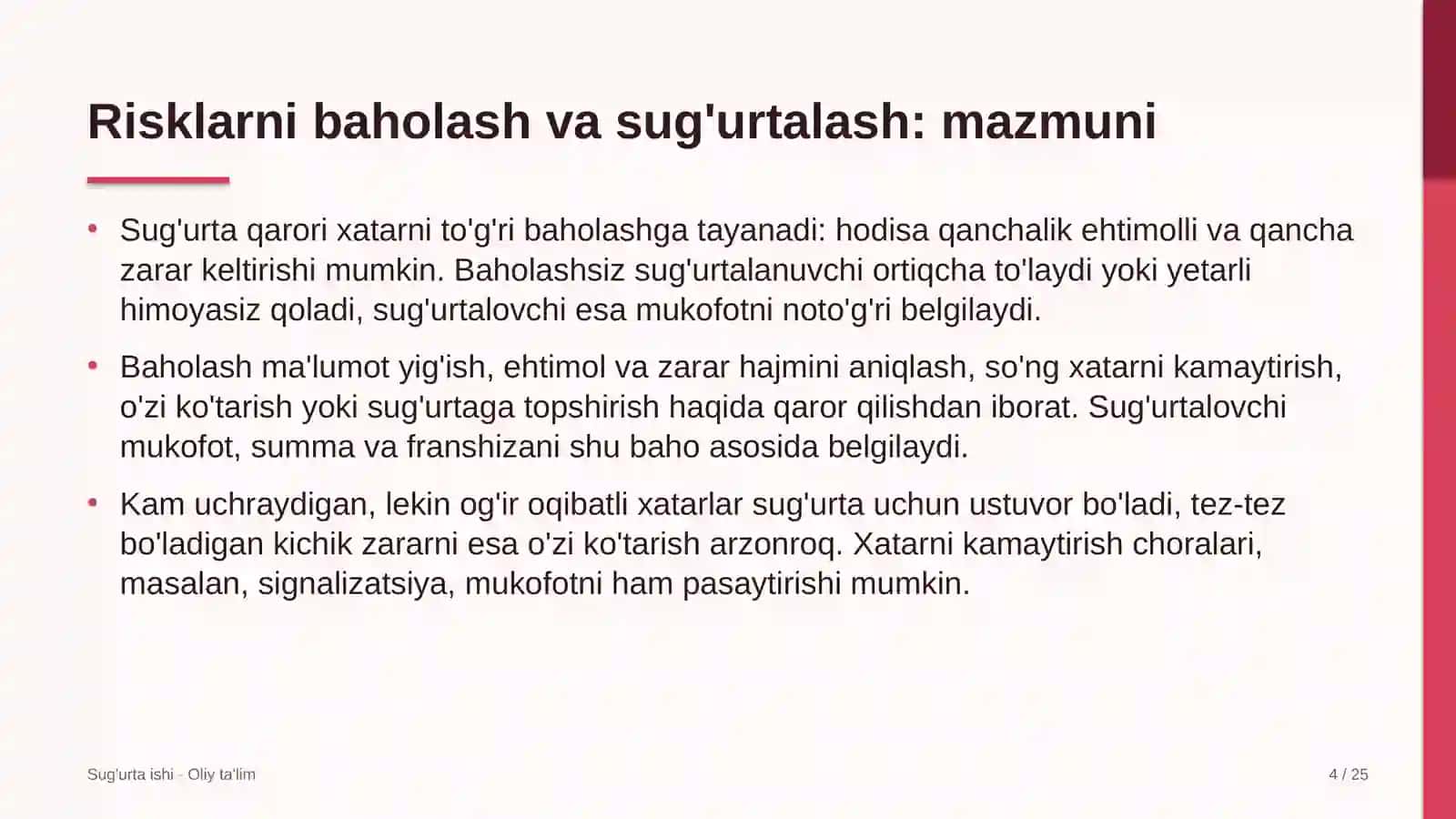 Bolalar-o'smirlar sport maktablarida risklarni baholash va sug'urtalash 4