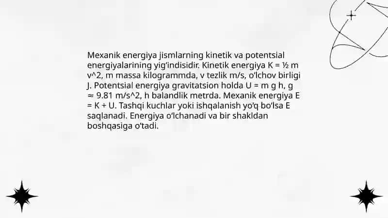 Energiya turlari va energiyaning saqlanish qonuni 4