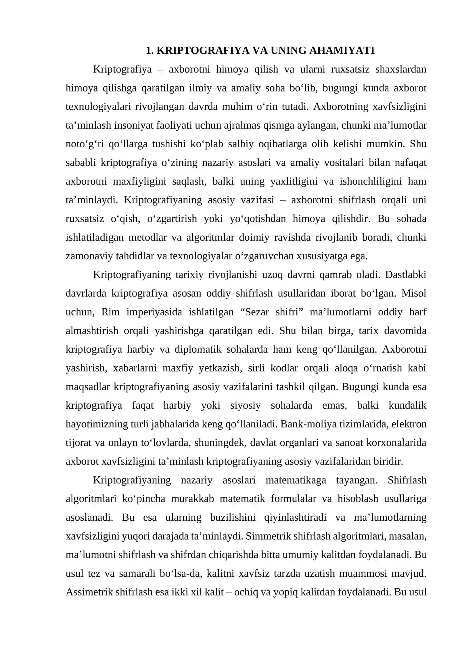 AXBOROTNI HIMOYA QILISHNING KRIPTOGRAFIK USULLARIDAN FOYDALANISH 4