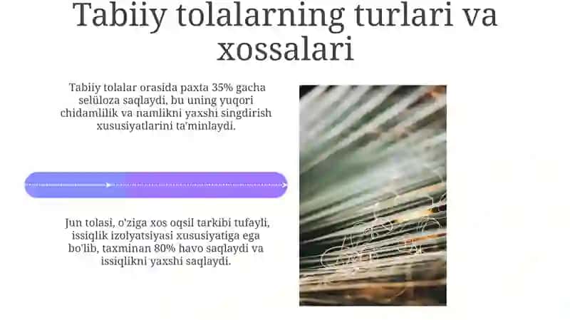 Tabiiy tolalar turlari va xususiyatlari 4